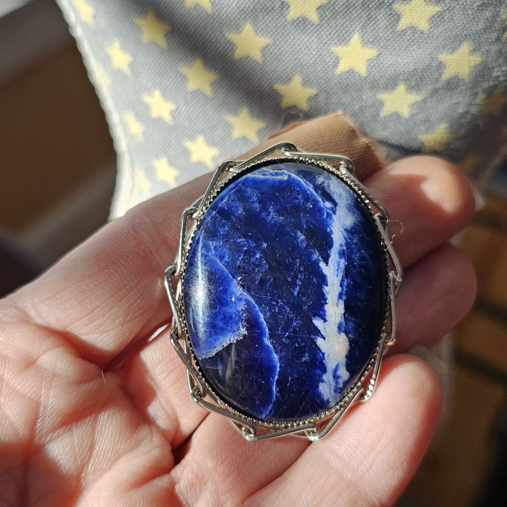 Sodalite Blue Stone Silver Pendant
